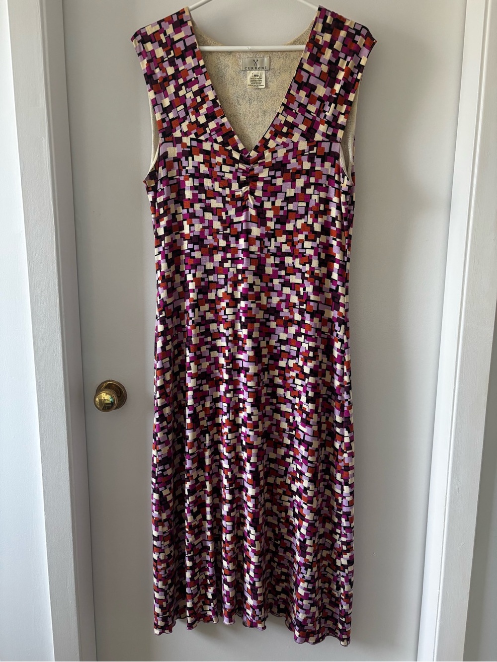 3 for $15😍 Current Sleeveless V-Neck Printed Midi Dress - Purple Multicolour